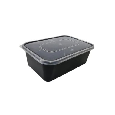 Dikdörtgen Mikrodalga Siyah Yemek Kabı Set 750 cc - 