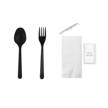 Lüx 6'lı Set Siyah Kaşıklı - 